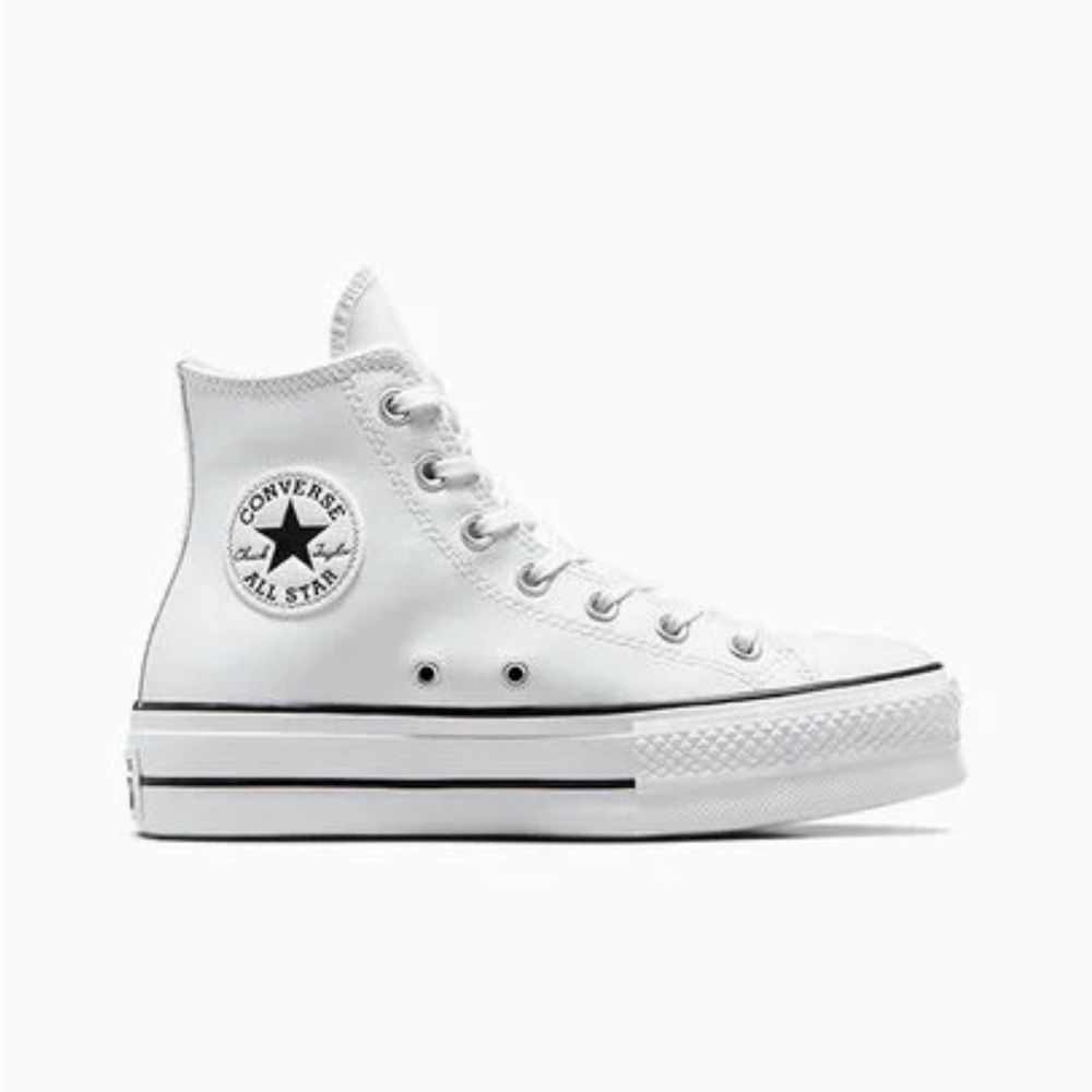 Converse Women's White Leather platform High-Top Sneakers